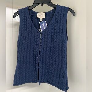 Industree Navy Cable Knit Vest